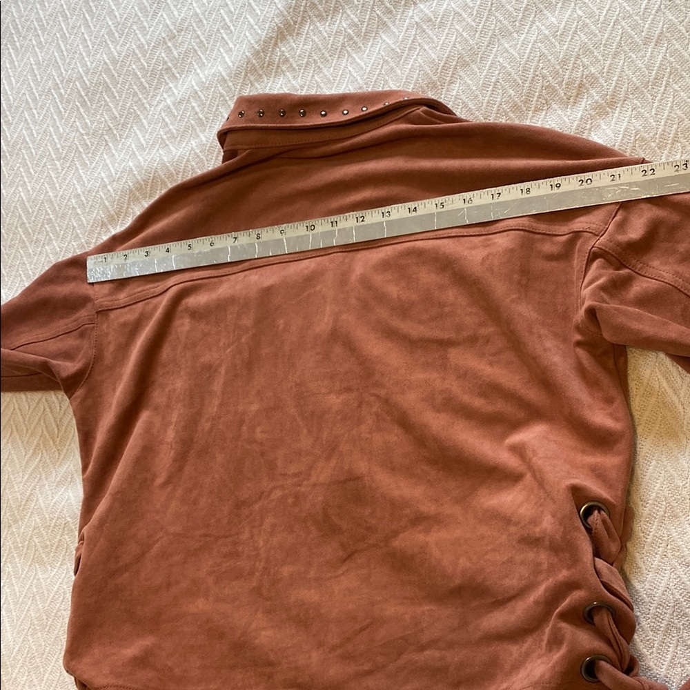 Moussy coral pink  Lace-Up Suede Utility Jacket - Picture 11 of 12